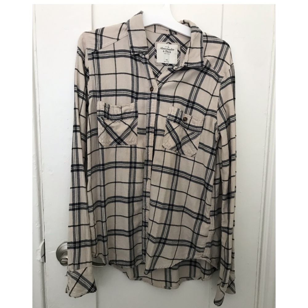 Abercrombie & Fitch tan / black flannel shirt